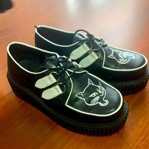 Demonia Black & White Cat Creepers